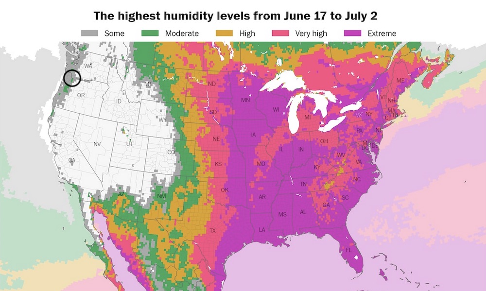 USA HUMIDITY MAP